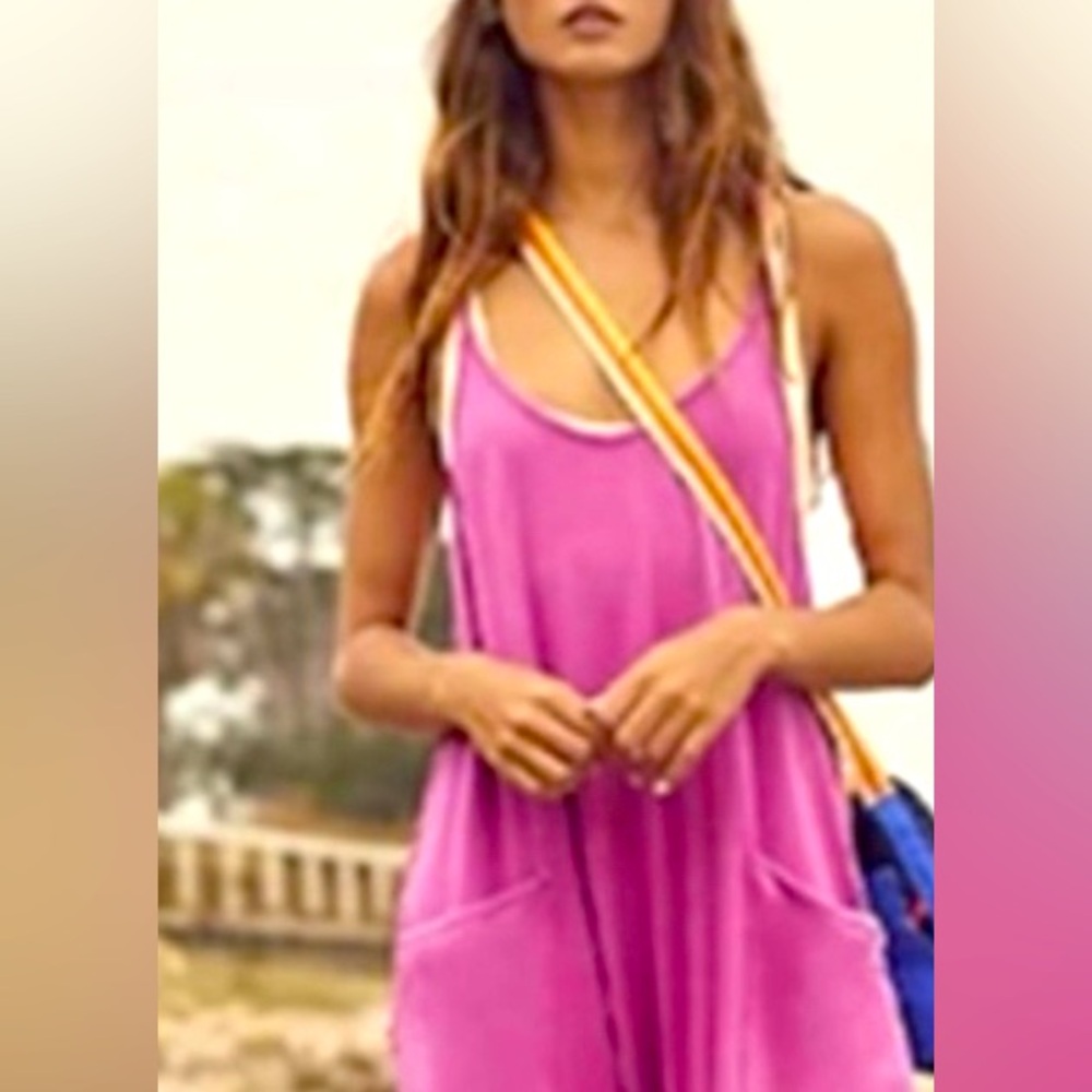 NWOT Free People Hot Shot Onesie 
Color : Raspberry Punch